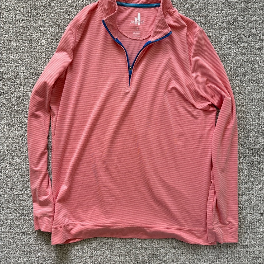 Men's Johnnie-O Pink 1/4 Zip Pullover  Size 16